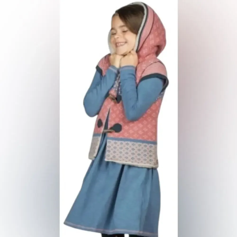 Matilda Jane Make Believe WARM HUGS Sz 10 Hood Vest Sherpa Lining Toggle Buttons